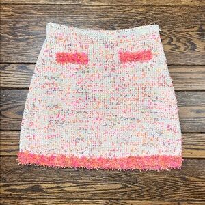 The Cutest and Most Festive and Chanel-likeZara Pink/Orange Tweed Mini Skirt